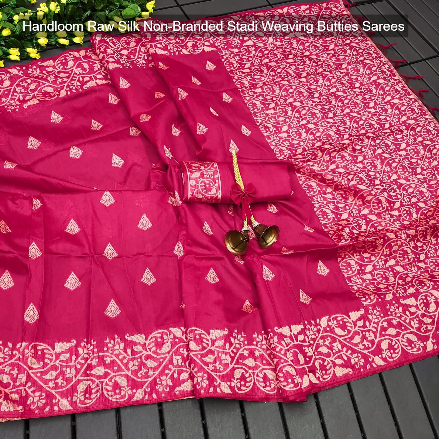 Handloom Raw Silk Non-Branded Stadi Weaving Butties Sarees