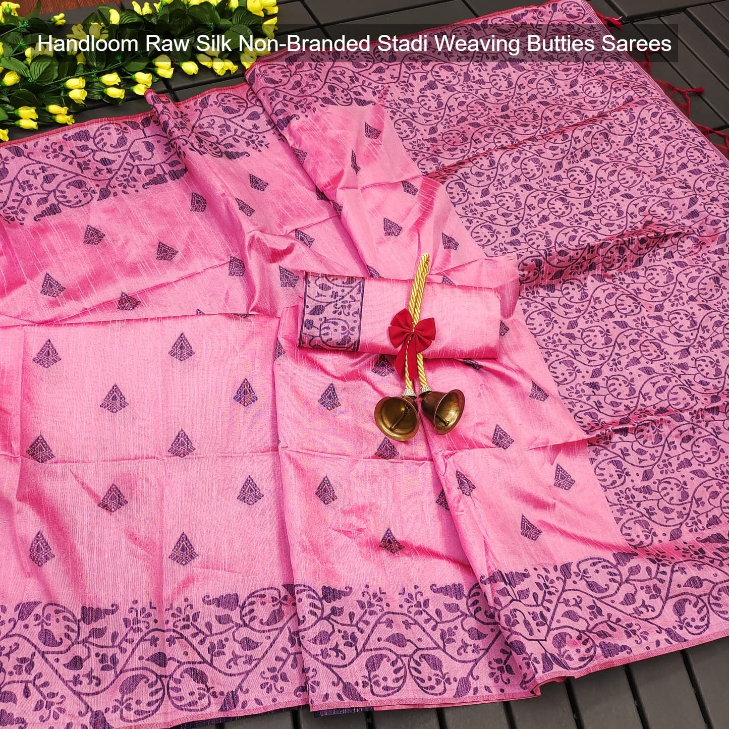 Handloom Raw Silk Non-Branded Stadi Weaving Butties Sarees