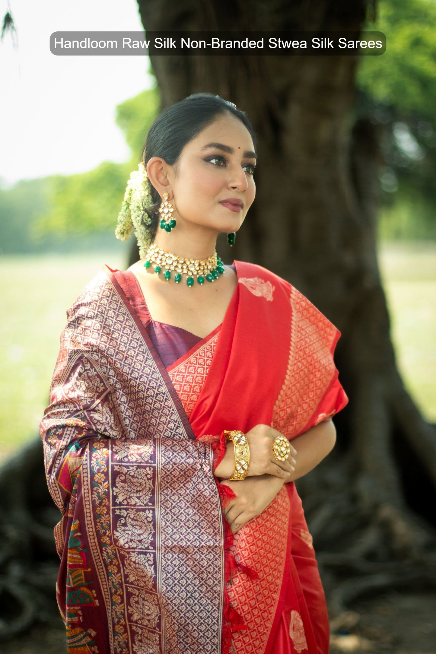 Handloom Raw Silk Non-Branded Stwea Silk Sarees