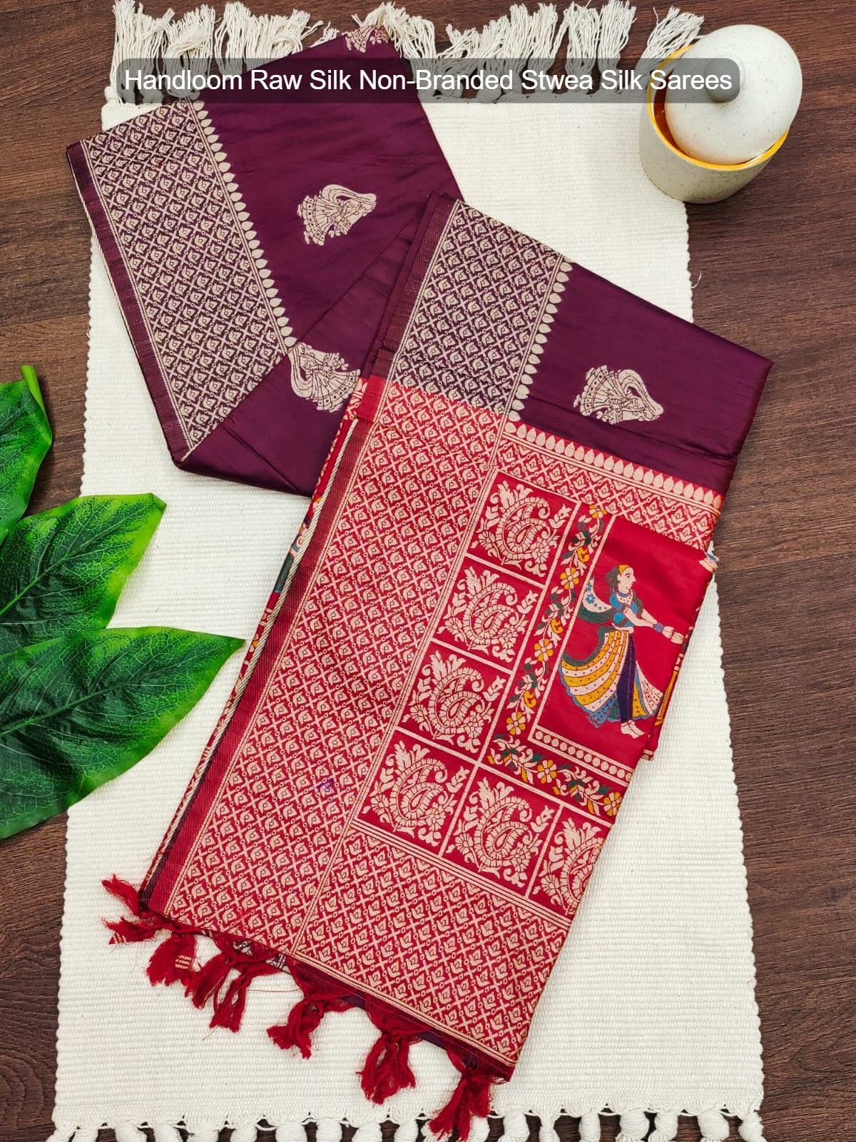 Handloom Raw Silk Non-Branded Stwea Silk Sarees