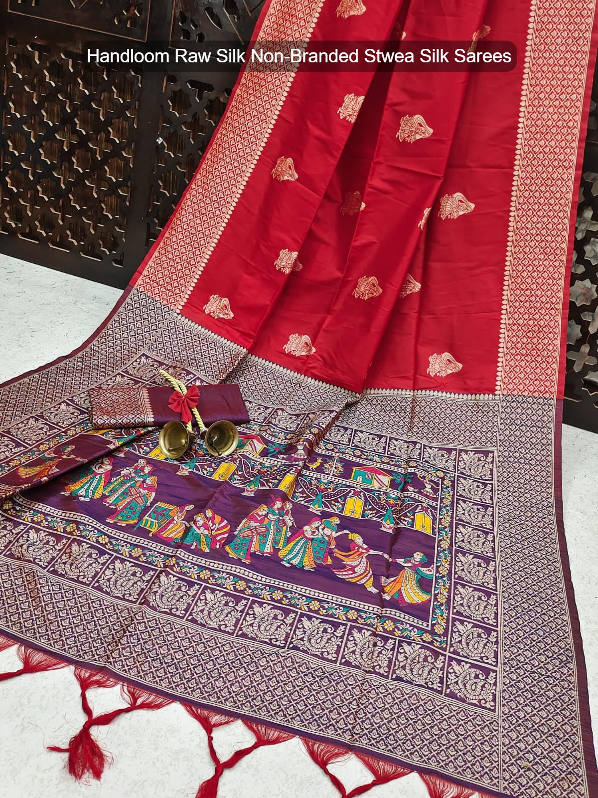 Handloom Raw Silk Non-Branded Stwea Silk Sarees