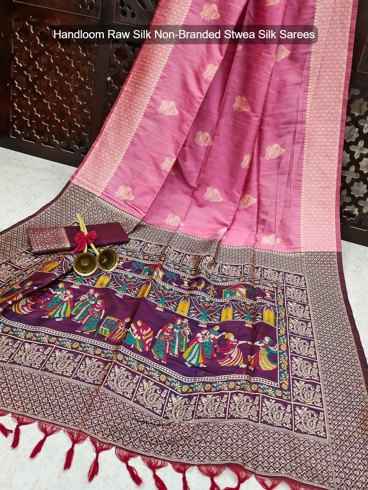 Handloom Raw Silk Non-Branded Stwea Silk Sarees
