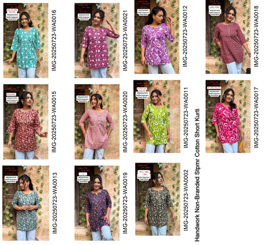 Handwork Non-Branded Stpmr Cotton Short Kurti