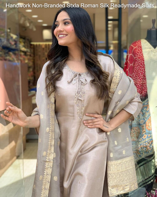 Handwork Non-Branded Stxla Roman Silk Readymade Suits