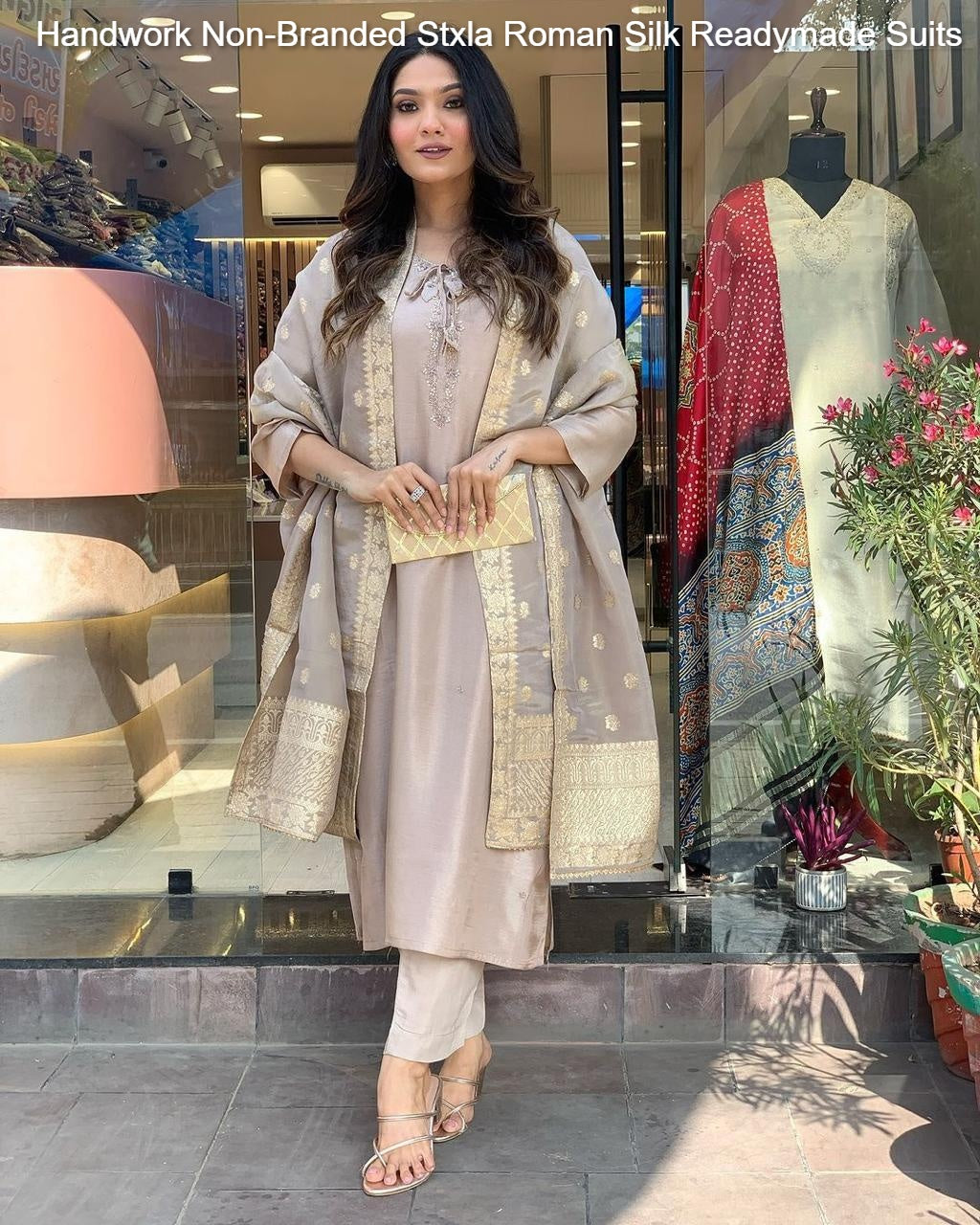 Handwork Non-Branded Stxla Roman Silk Readymade Suits