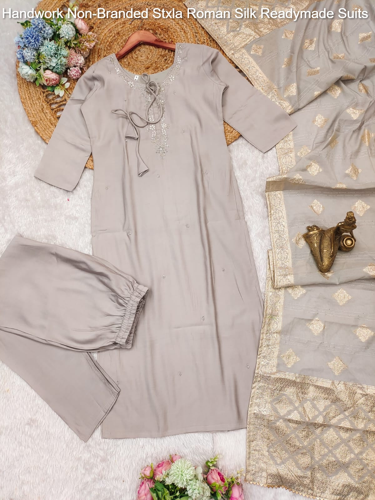 Handwork Non-Branded Stxla Roman Silk Readymade Suits