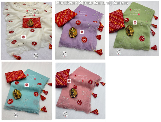 Handwork Stmsb Bandhej Sarees
