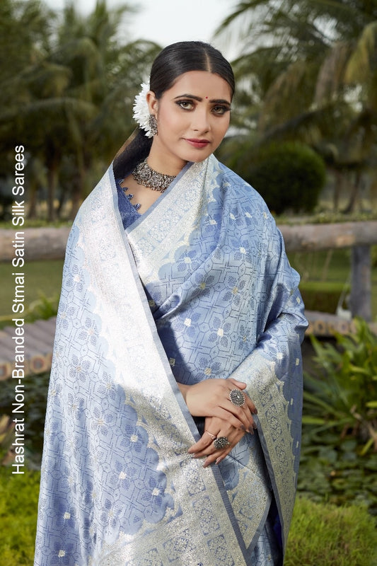 Hashrat Non-Branded Stmai Satin Silk Sarees