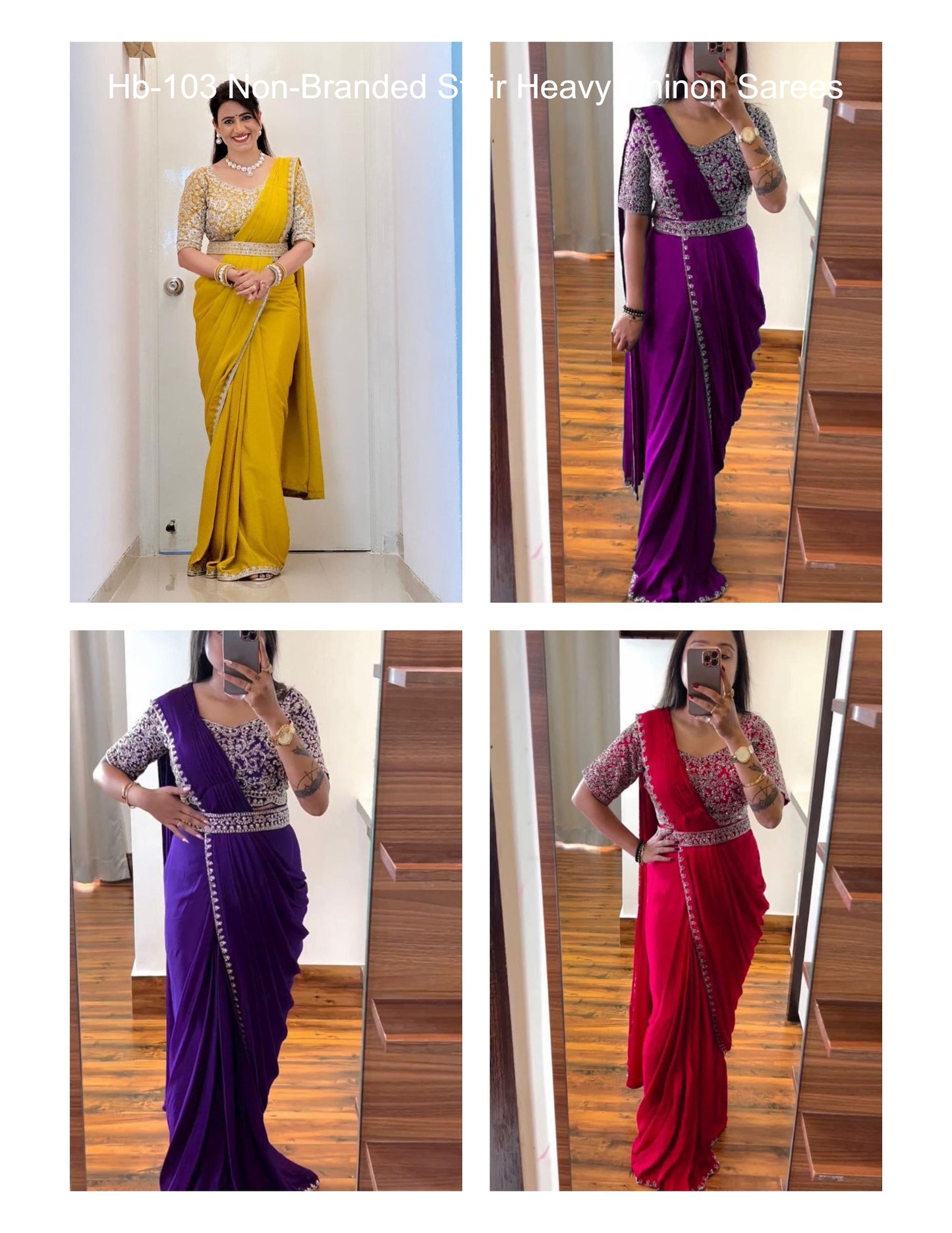 Hb-103 Non-Branded Sthir Heavy Chinon Sarees