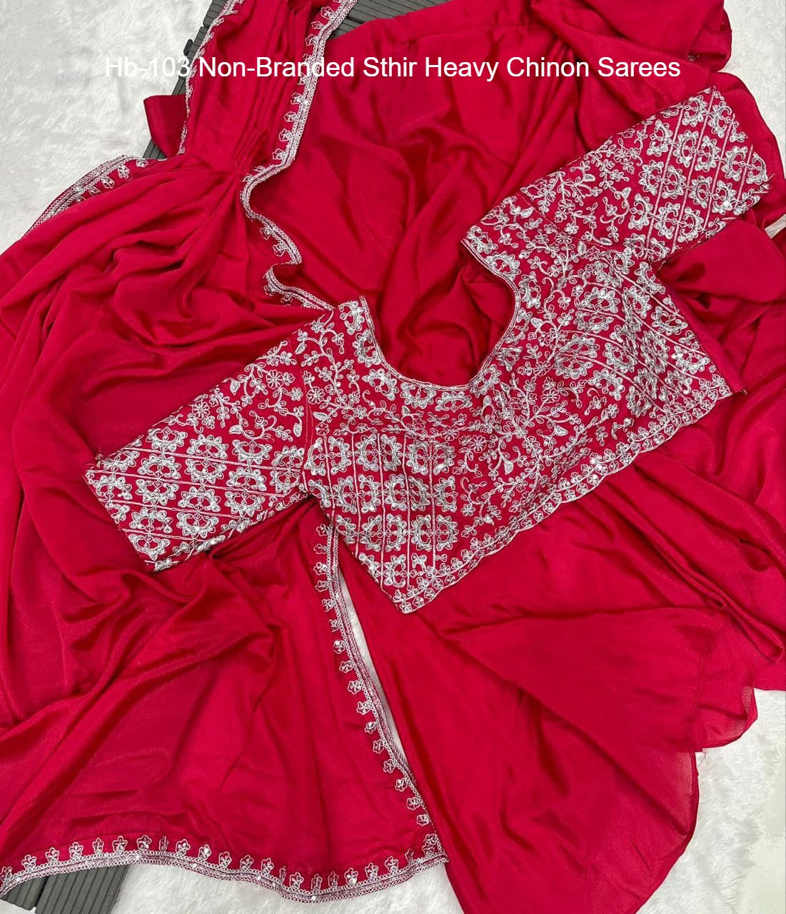 Hb-103 Non-Branded Sthir Heavy Chinon Sarees