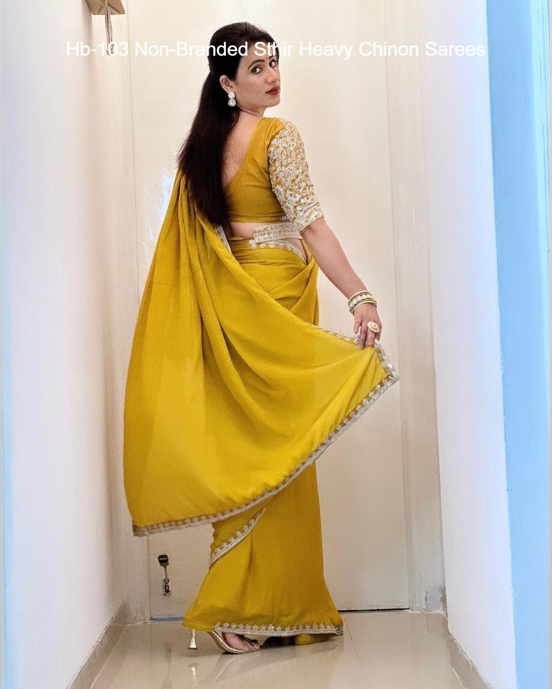 Hb-103 Non-Branded Sthir Heavy Chinon Sarees