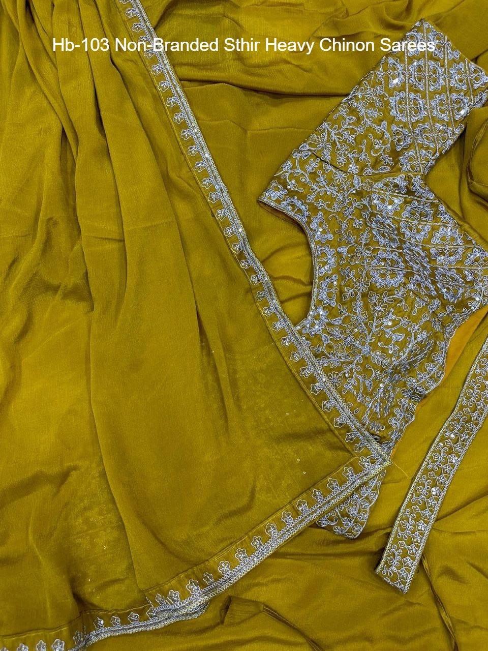 Hb-103 Non-Branded Sthir Heavy Chinon Sarees