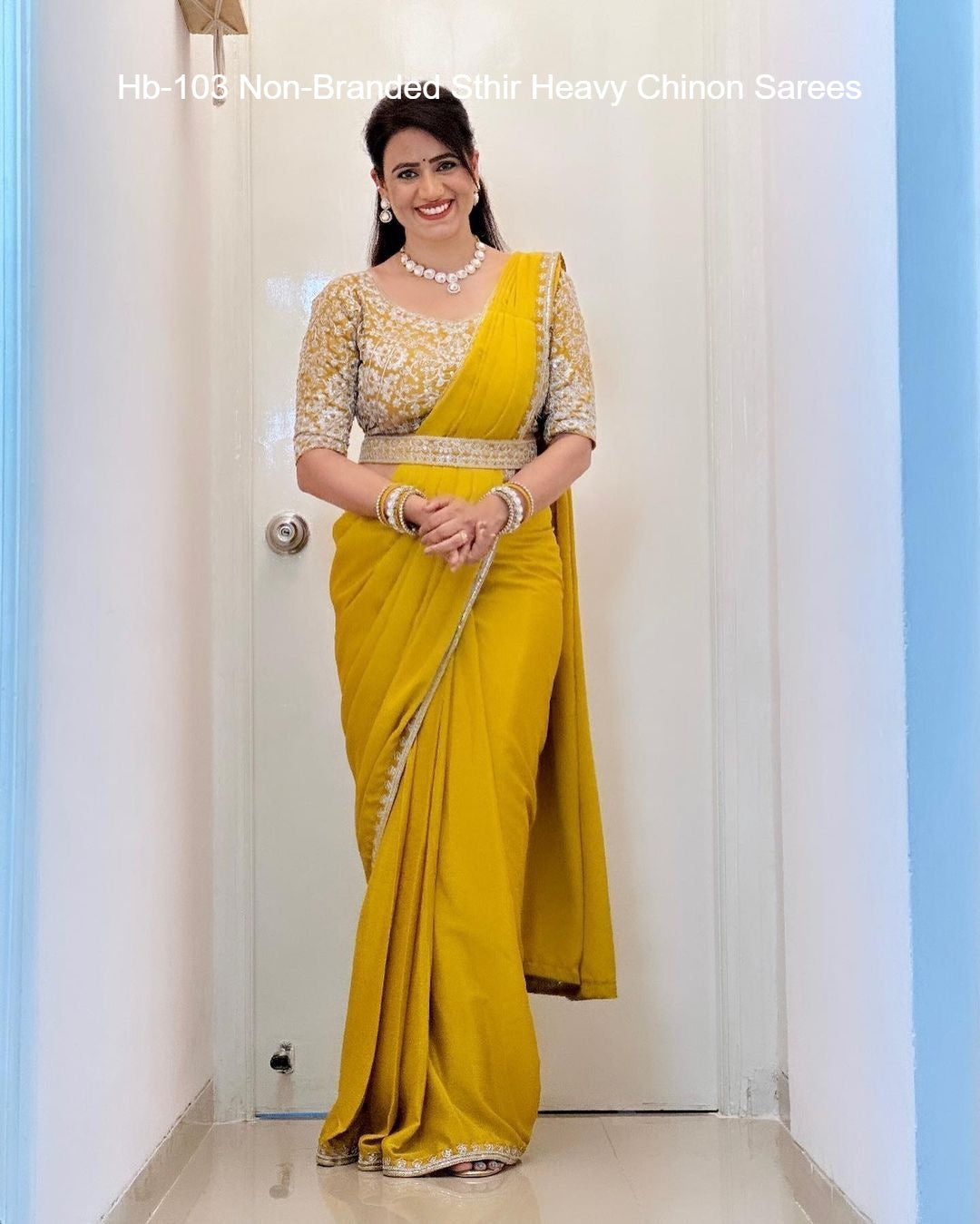 Hb-103 Non-Branded Sthir Heavy Chinon Sarees