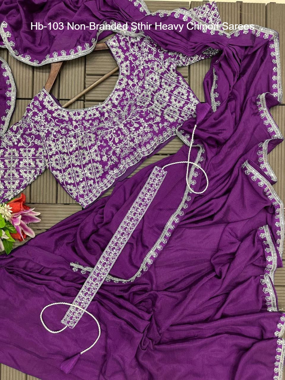 Hb-103 Non-Branded Sthir Heavy Chinon Sarees