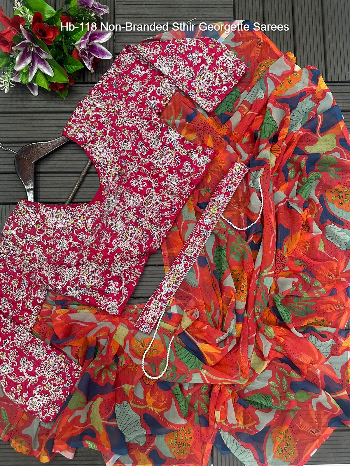 Hb-118 Non-Branded Sthir Georgette Sarees