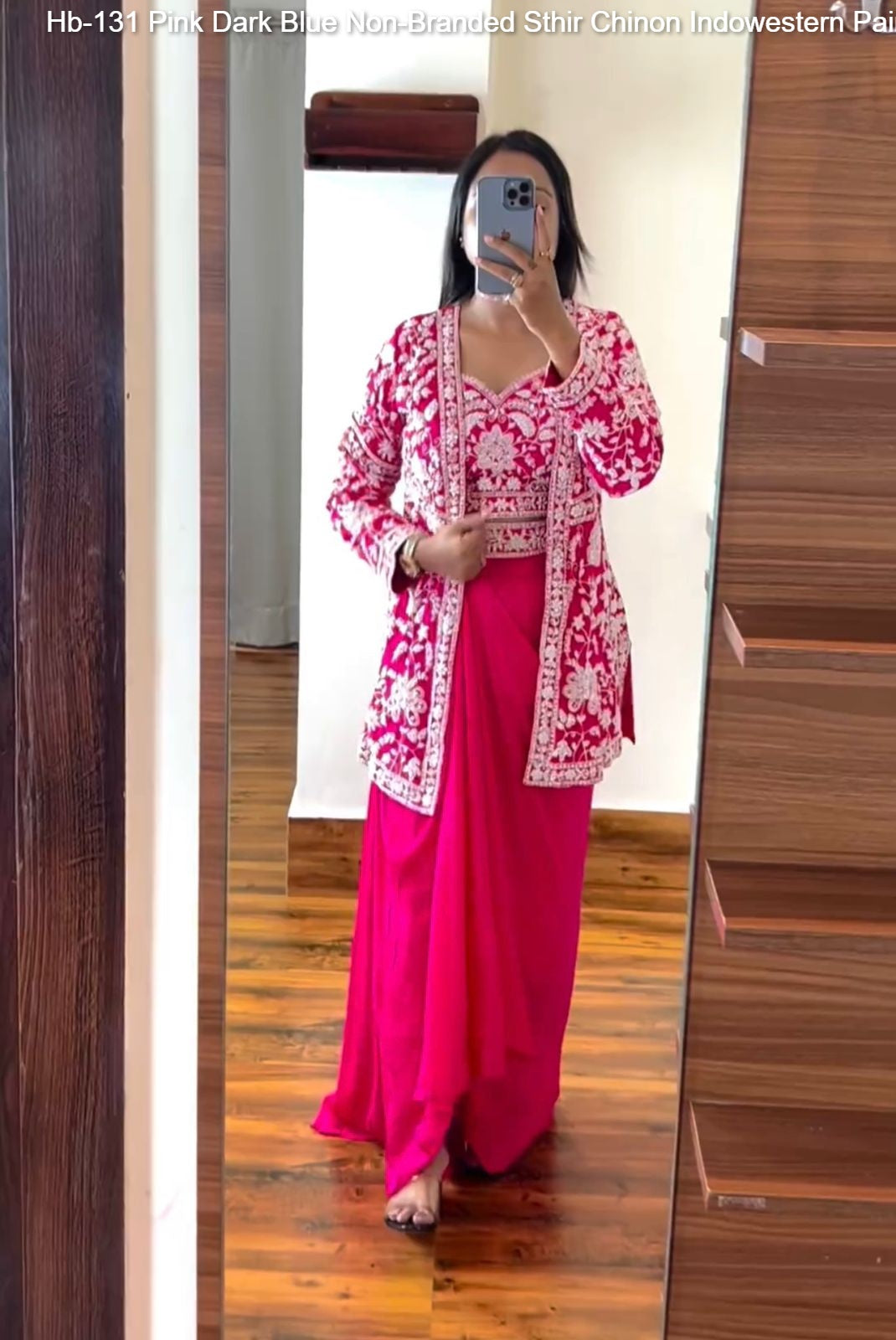 Hb-131 Pink Dark Blue Non-Branded Sthir Chinon Indowestern Pair