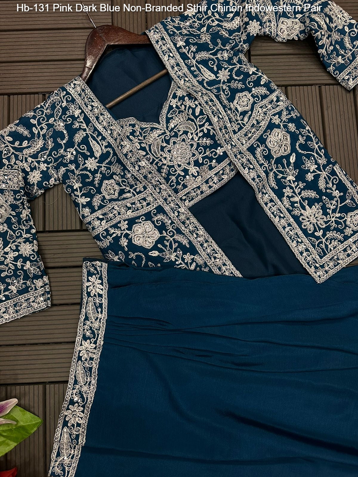 Hb-131 Pink Dark Blue Non-Branded Sthir Chinon Indowestern Pair