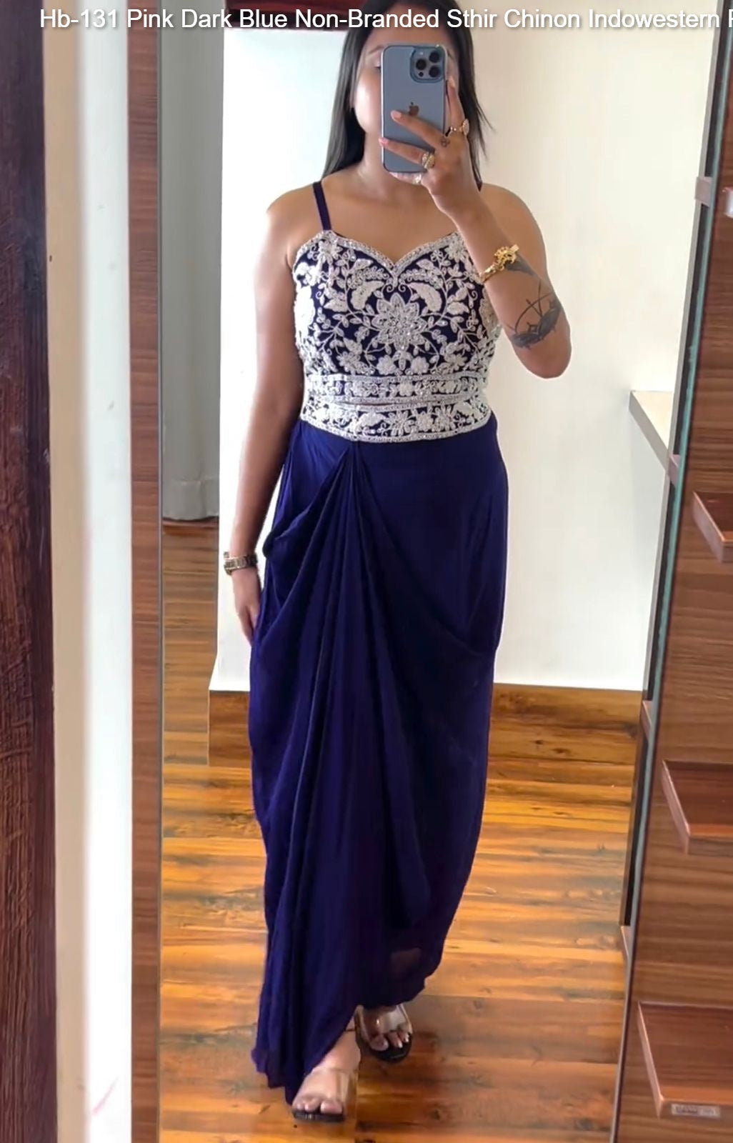 Hb-131 Pink Dark Blue Non-Branded Sthir Chinon Indowestern Pair