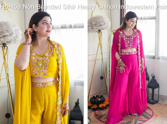 Hb-159 Non-Branded Sthir Heavy Chinon Indowestern Pair