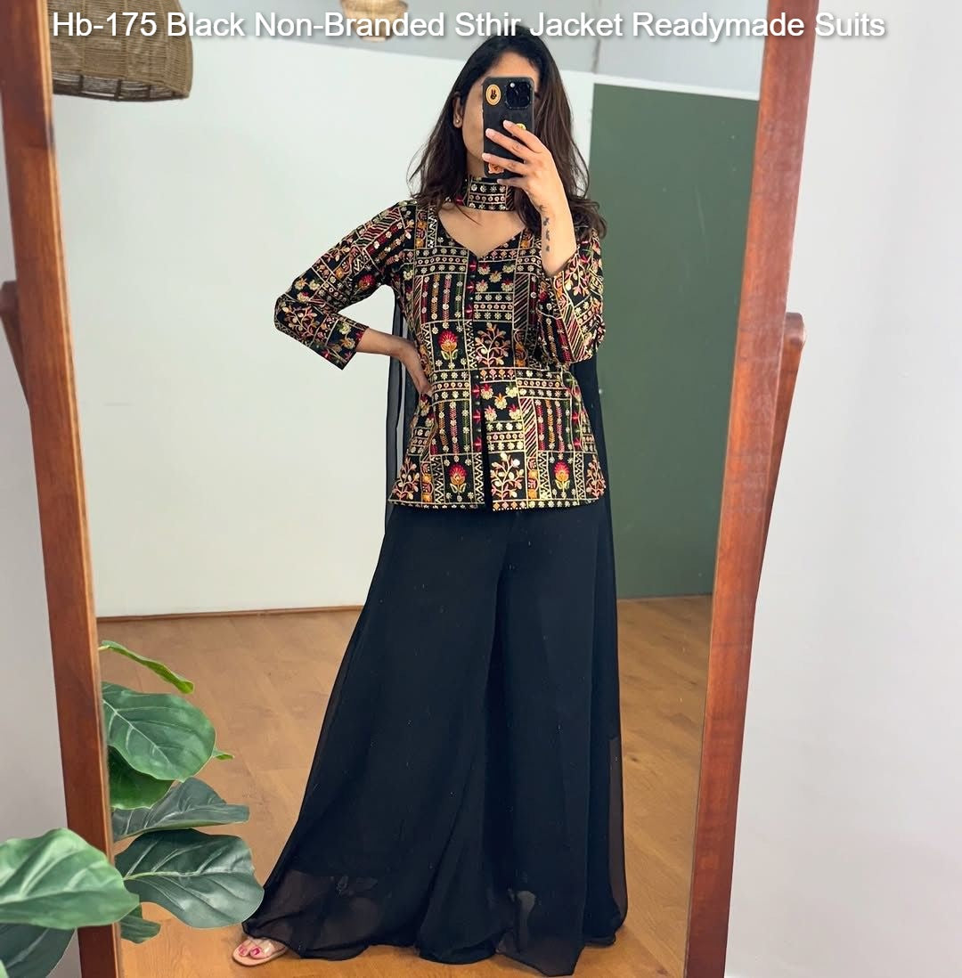 Hb-175 Black Non-Branded Sthir Jacket Readymade Suits