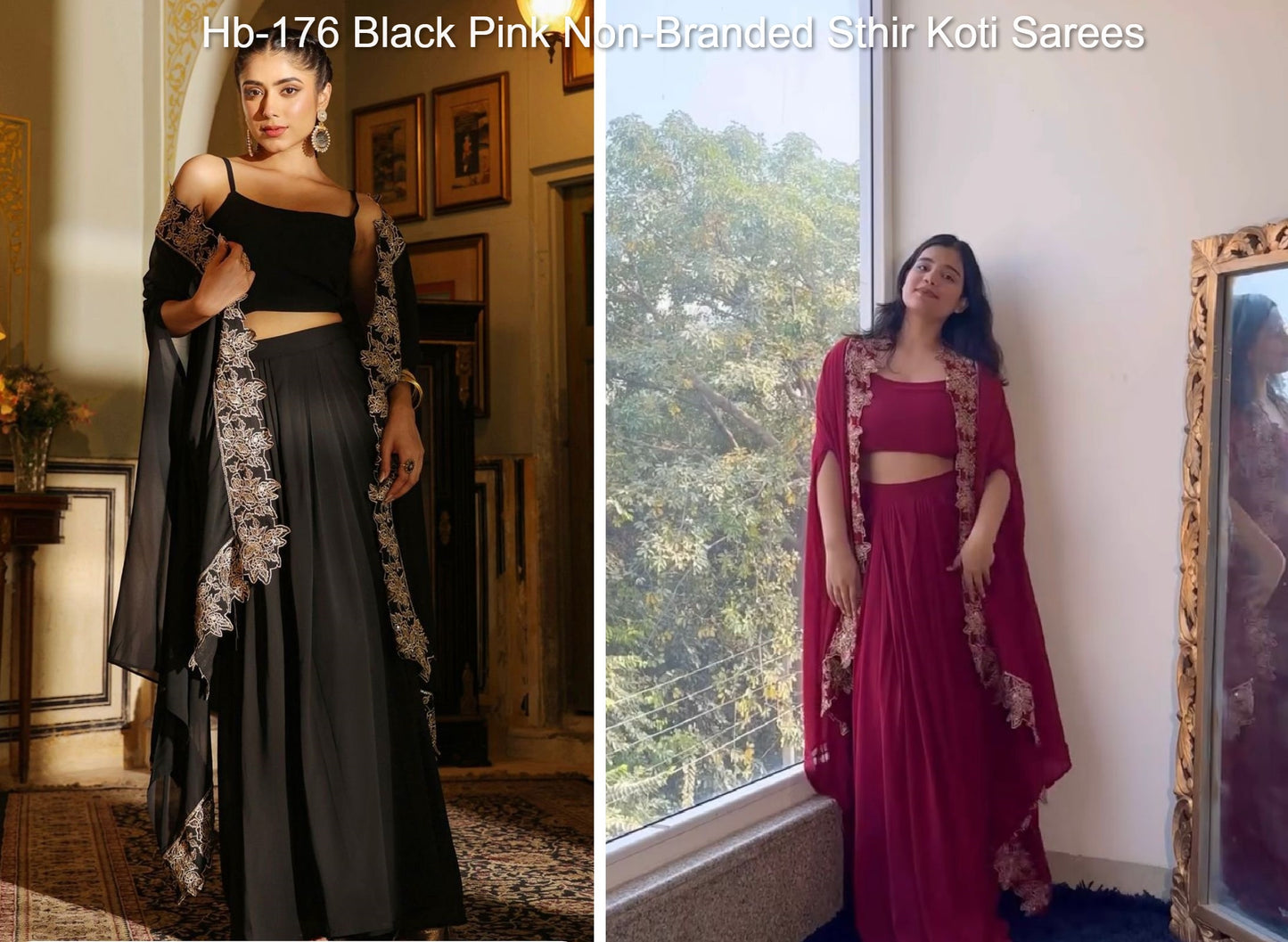 Hb-176 Black Pink Non-Branded Sthir Koti Sarees