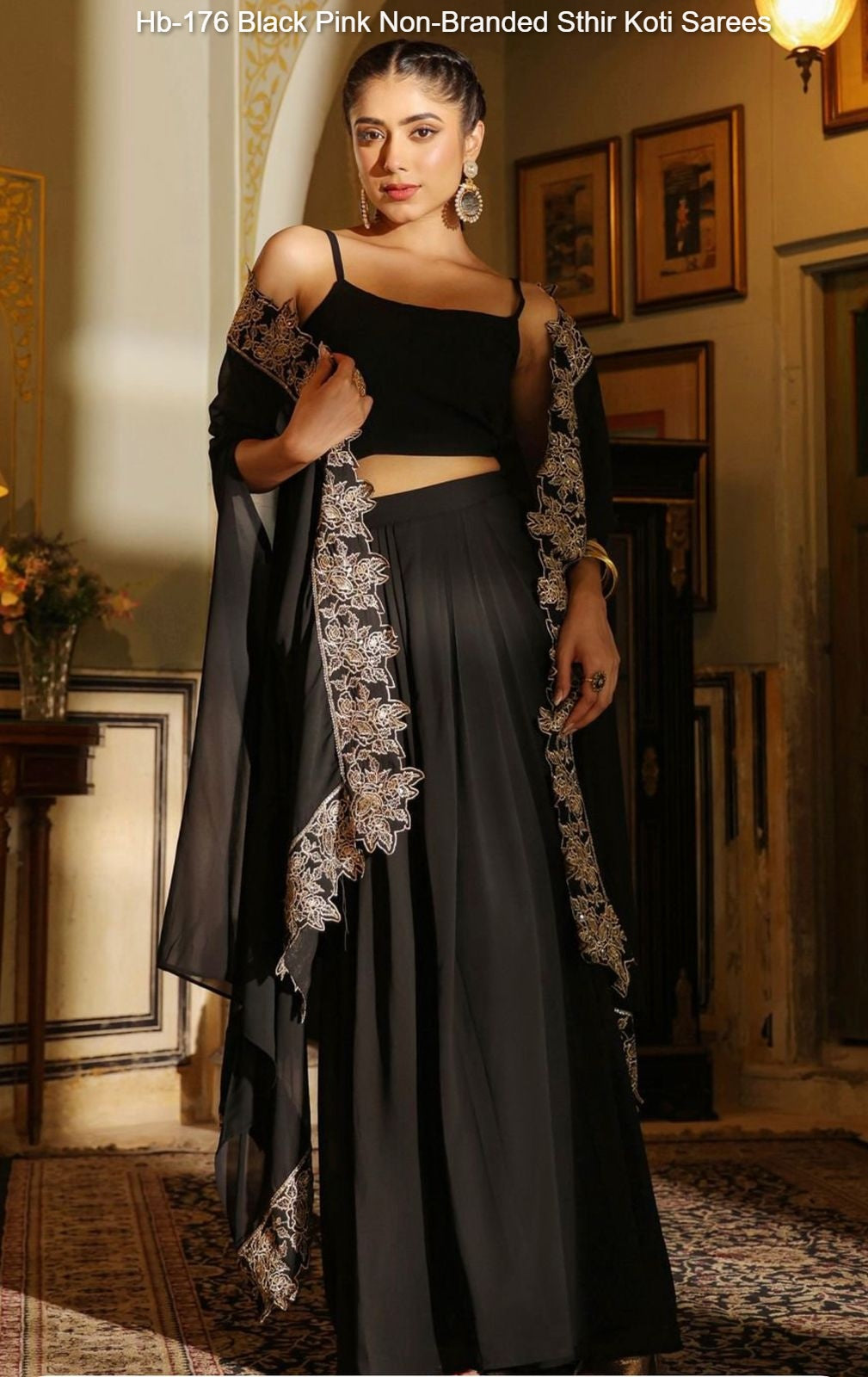 Hb-176 Black Pink Non-Branded Sthir Koti Sarees