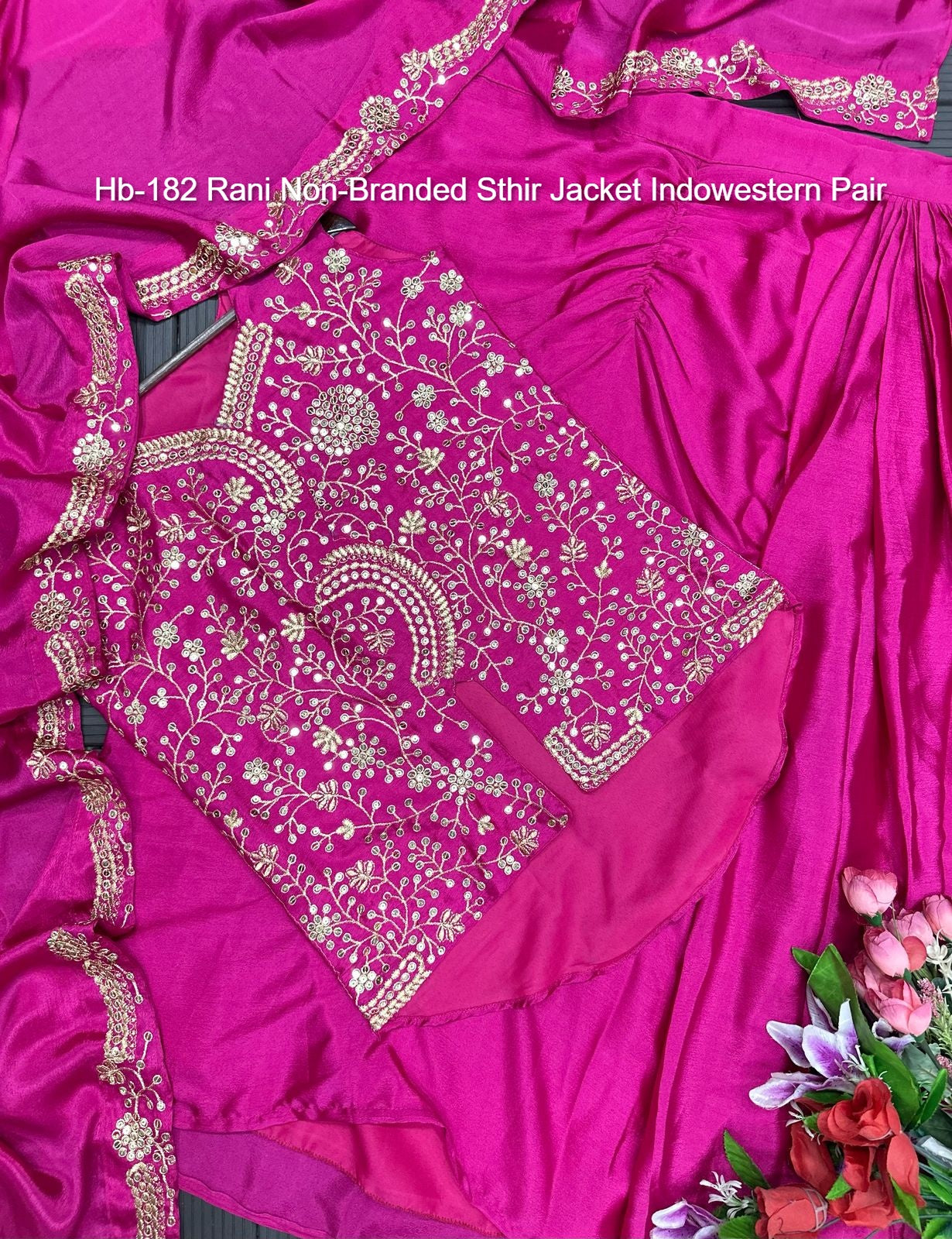 Hb-182 Rani Non-Branded Sthir Jacket Indowestern Pair