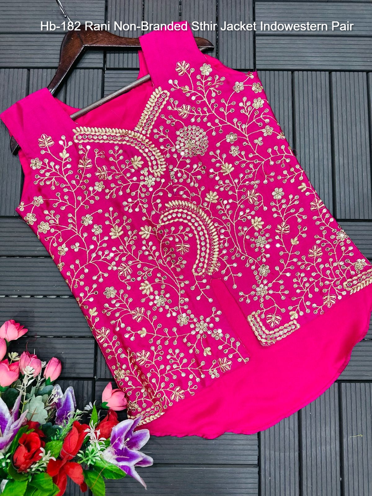 Hb-182 Rani Non-Branded Sthir Jacket Indowestern Pair