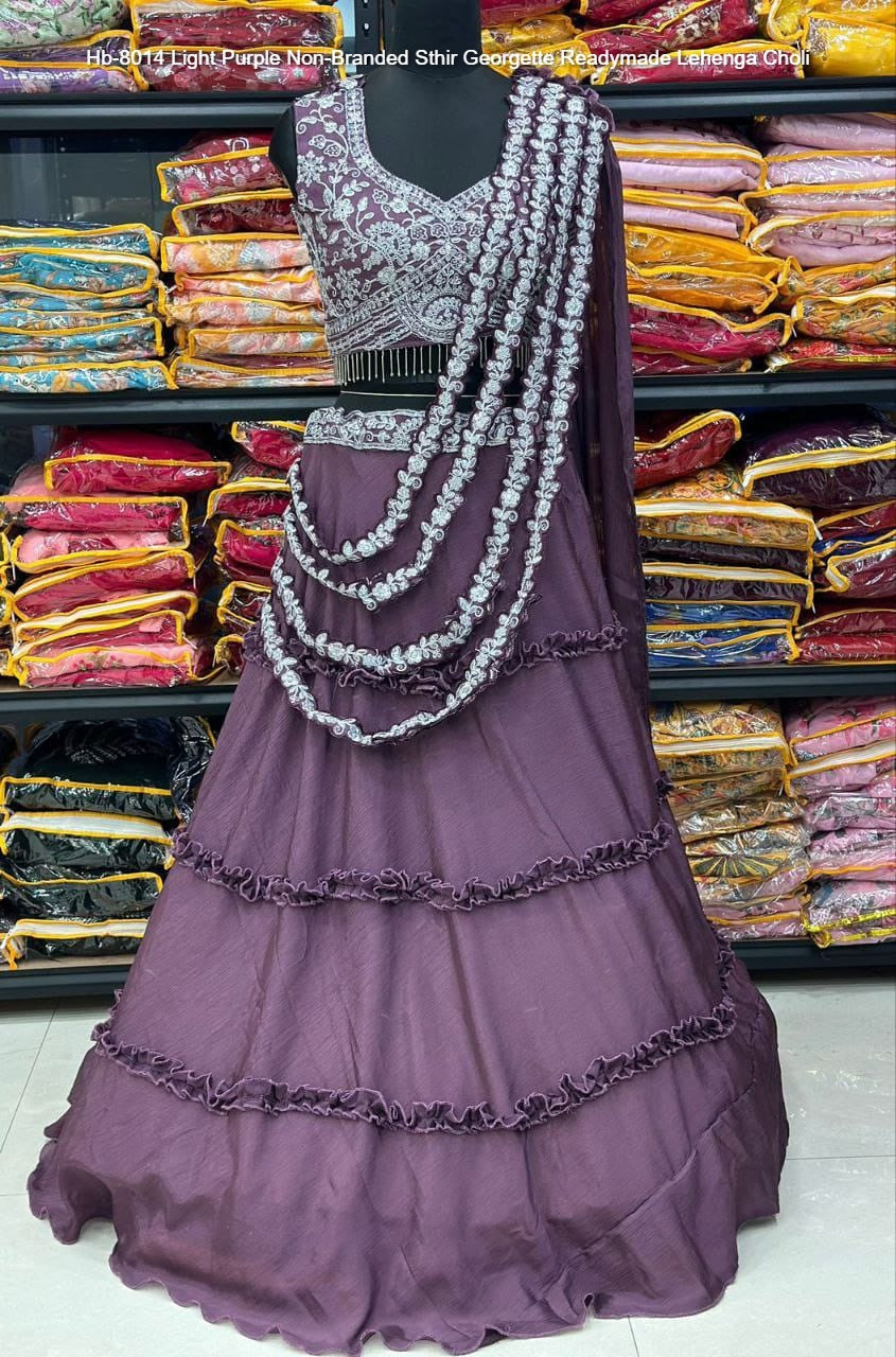 Hb-8014 Light Purple Non-Branded Sthir Georgette Readymade Lehenga Choli