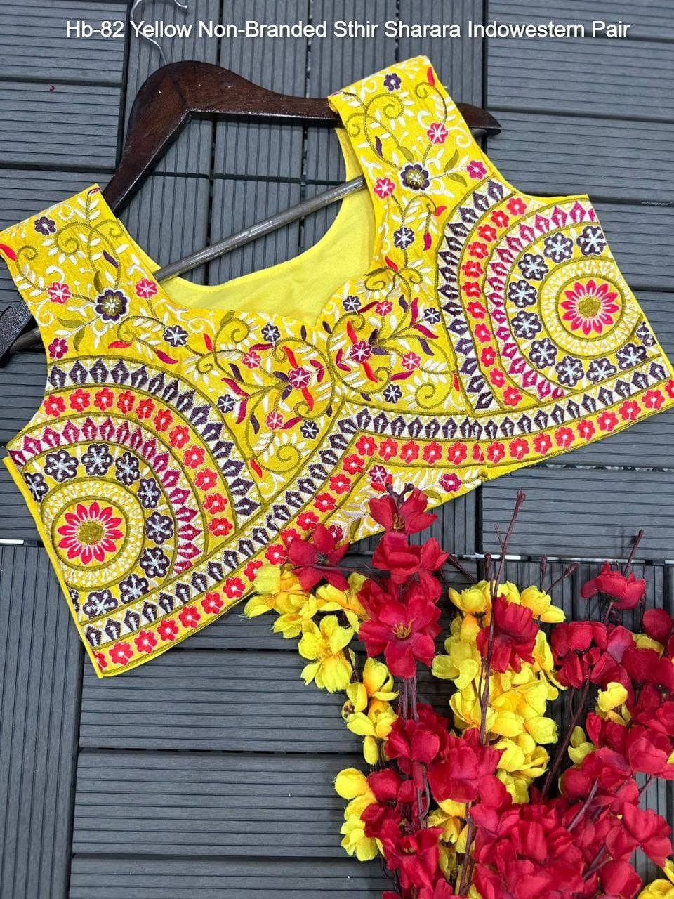 Hb-82 Yellow Non-Branded Sthir Sharara Indowestern Pair