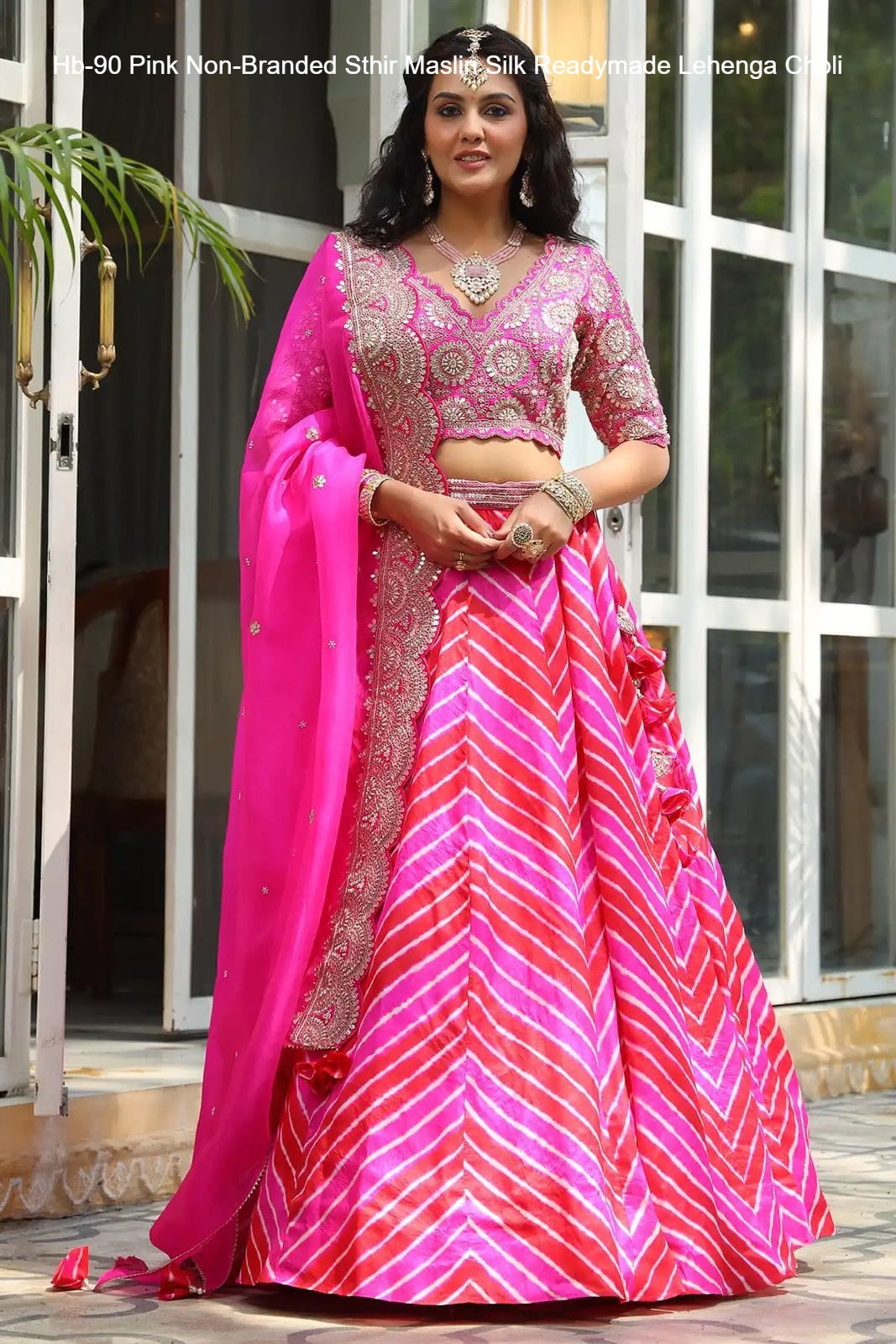 Hb-90 Pink Non-Branded Sthir Maslin Silk Readymade Lehenga Choli