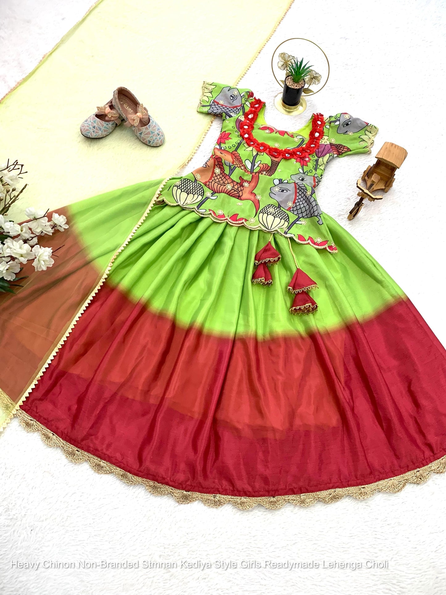 Heavy Chinon Non-Branded Stmnan Kediya Style Girls Readymade Lehenga Choli