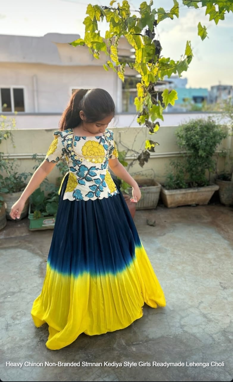 Heavy Chinon Non-Branded Stmnan Kediya Style Girls Readymade Lehenga Choli