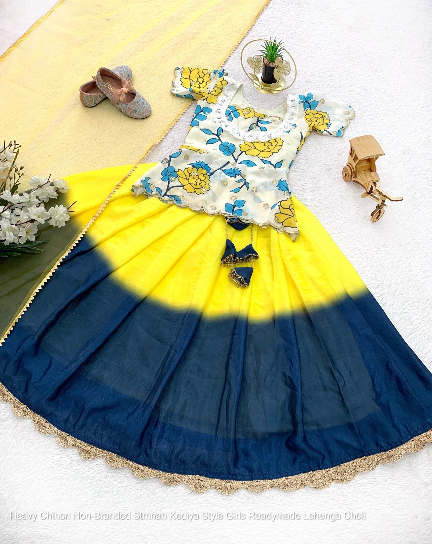 Heavy Chinon Non-Branded Stmnan Kediya Style Girls Readymade Lehenga Choli