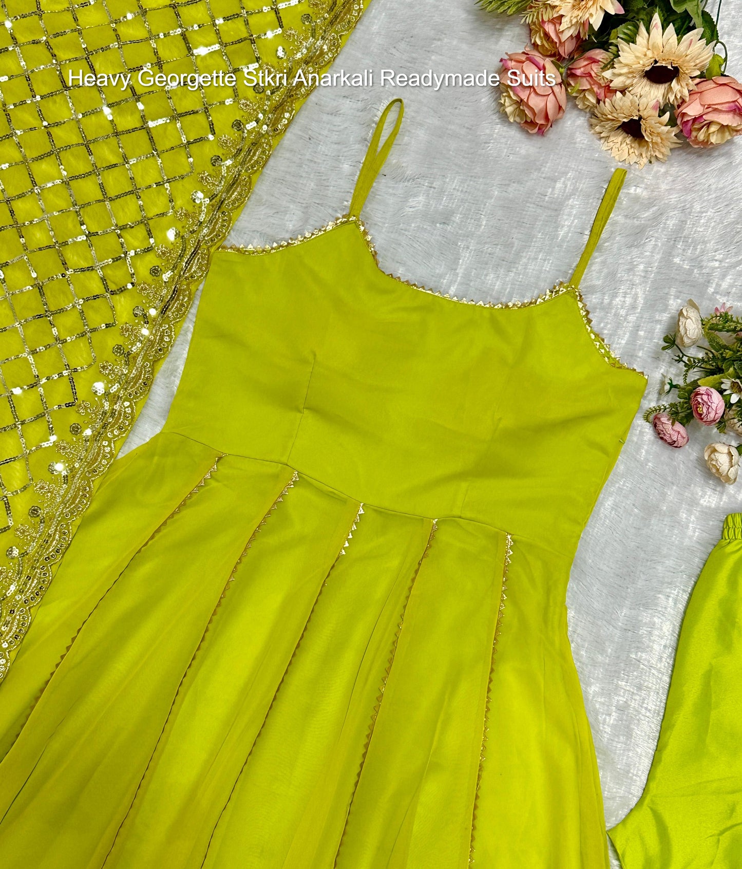 Heavy Georgette Stkri Anarkali Readymade Suits