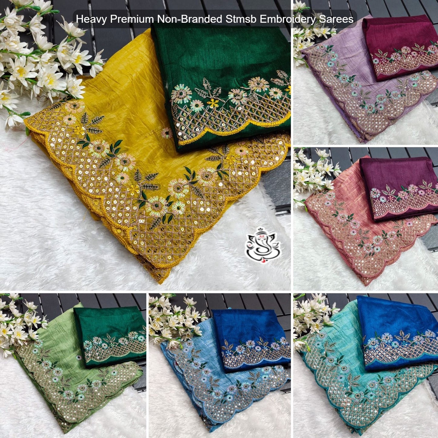 Heavy Premium Non-Branded Stmsb Embroidery Sarees