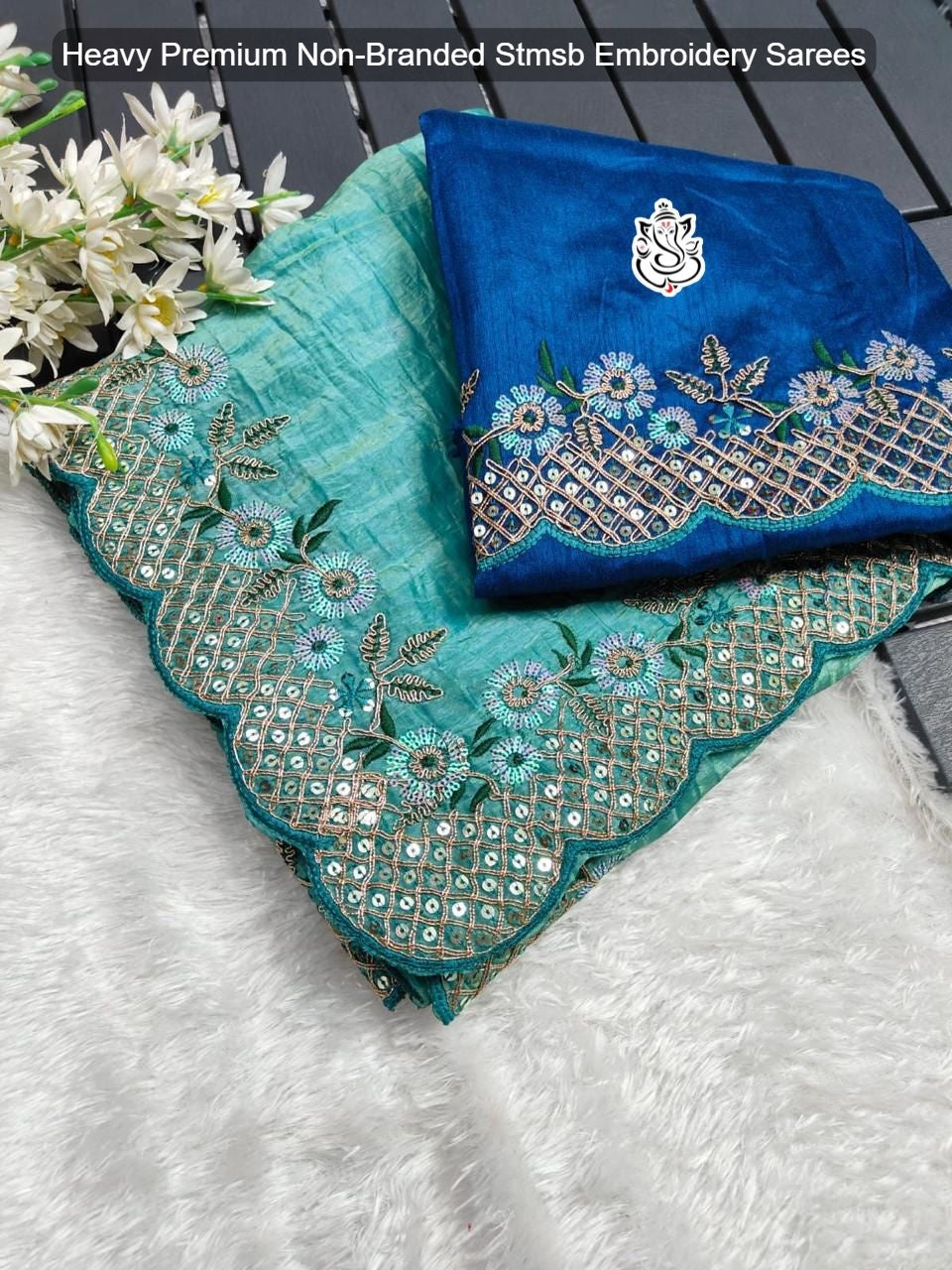 Heavy Premium Non-Branded Stmsb Embroidery Sarees