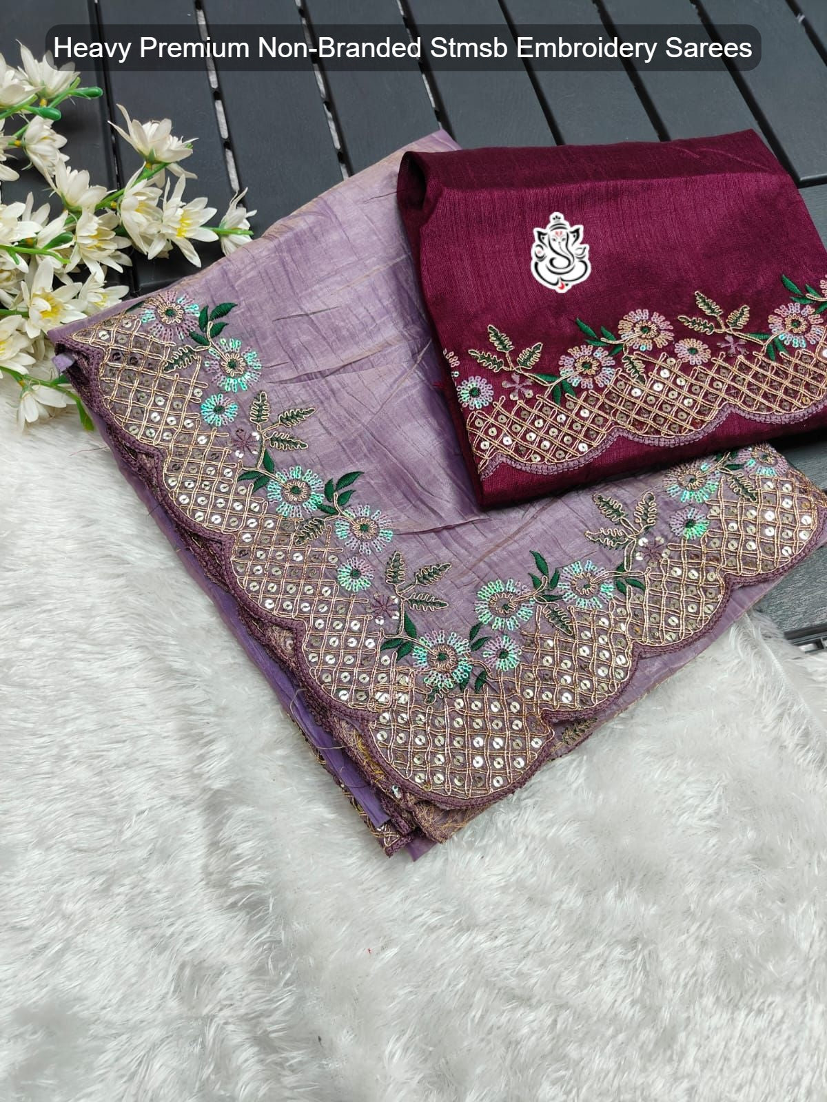 Heavy Premium Non-Branded Stmsb Embroidery Sarees