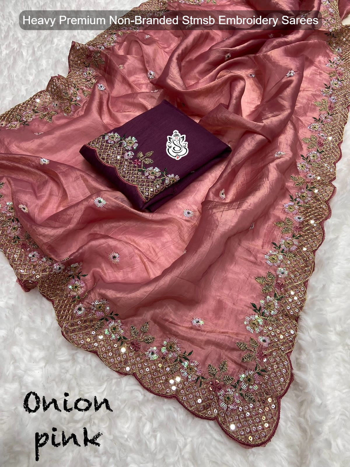 Heavy Premium Non-Branded Stmsb Embroidery Sarees