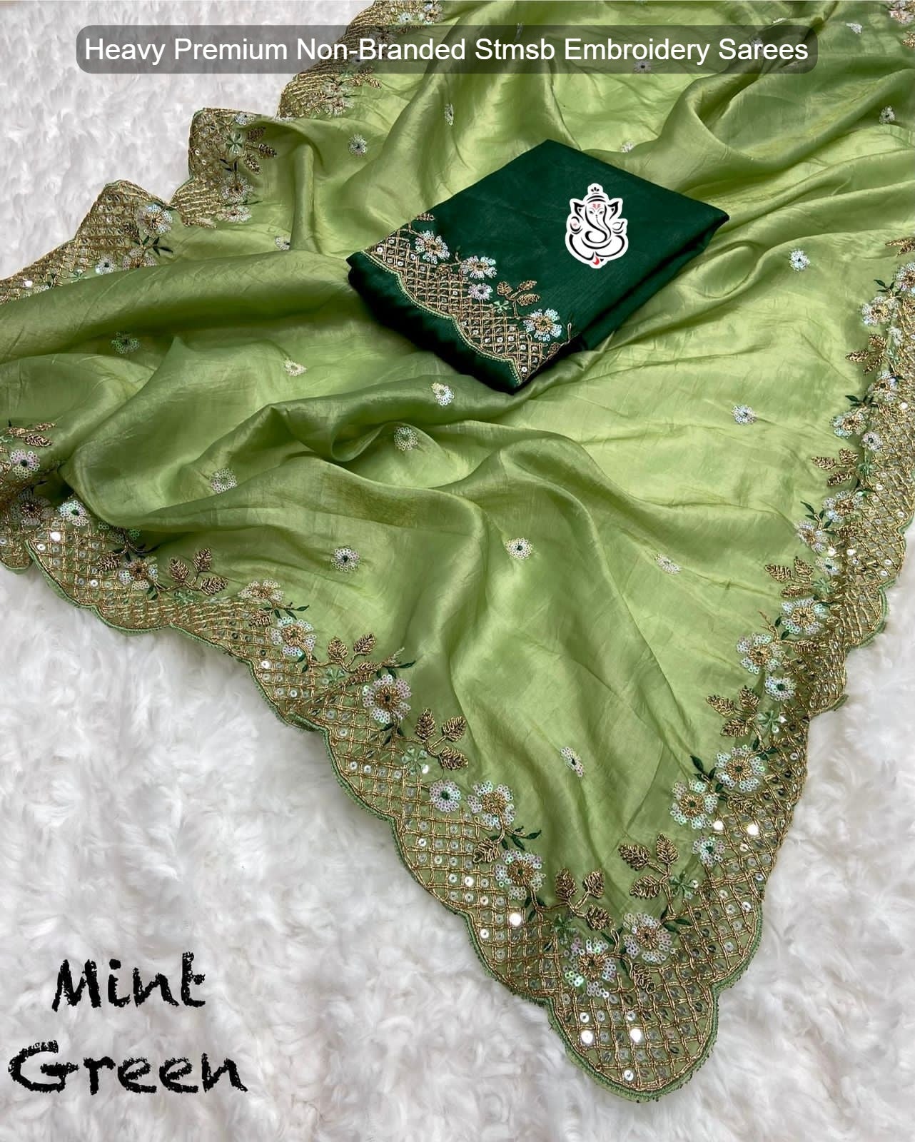 Heavy Premium Non-Branded Stmsb Embroidery Sarees