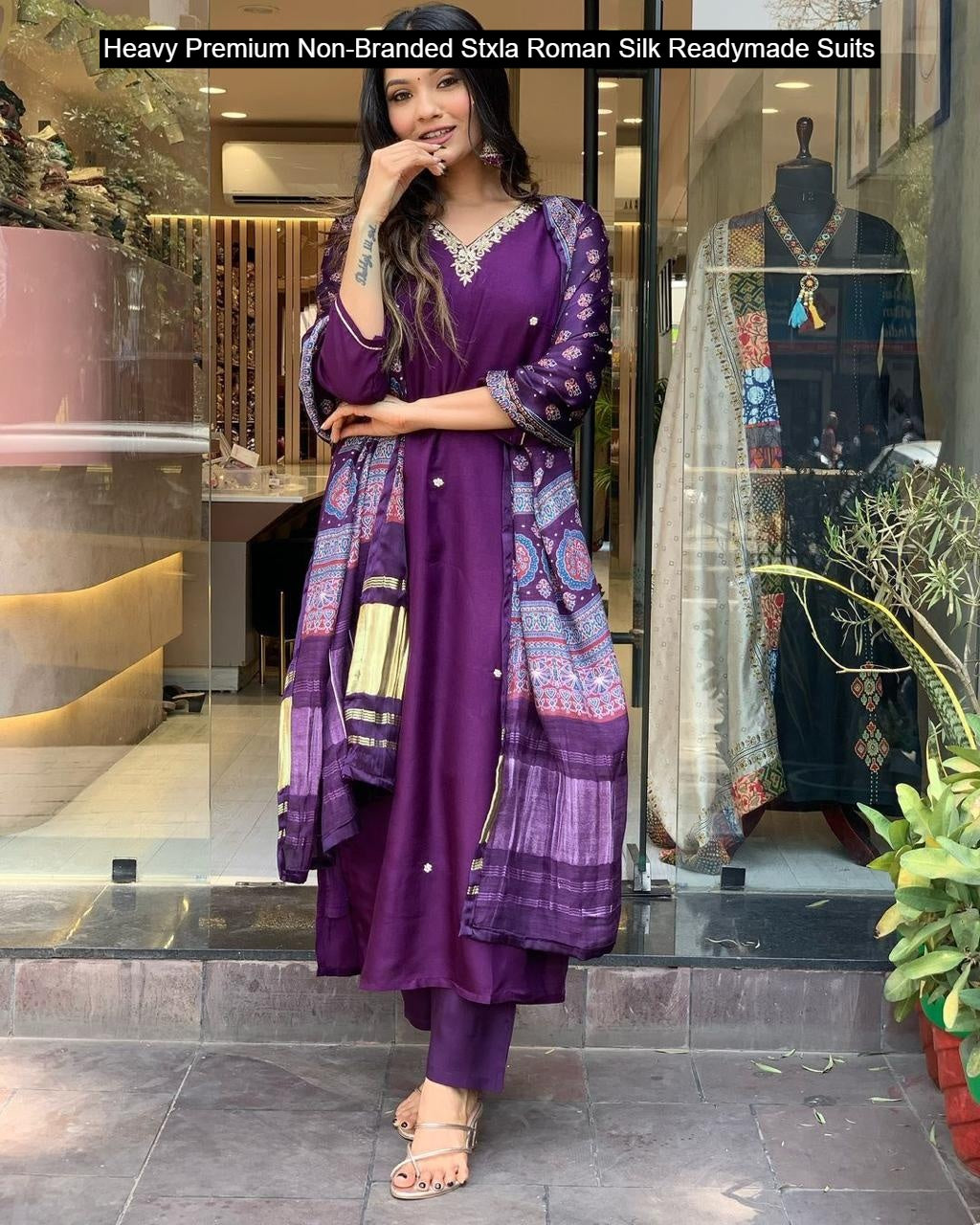 Heavy Premium Non-Branded Stxla Roman Silk Readymade Suits