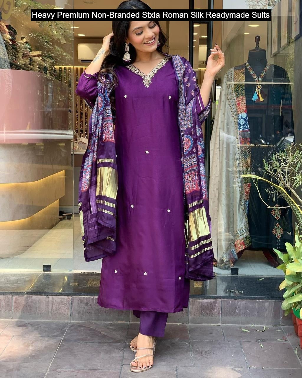 Heavy Premium Non-Branded Stxla Roman Silk Readymade Suits