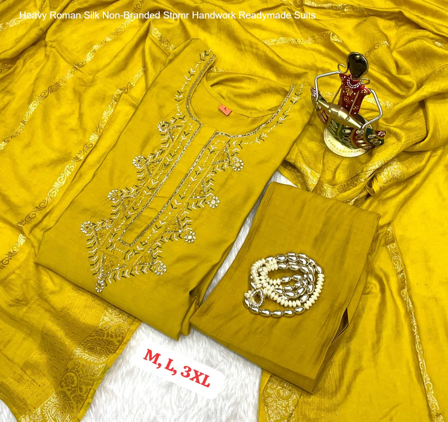 Heavy Roman Silk Non-Branded Stpmr Handwork Readymade Suits