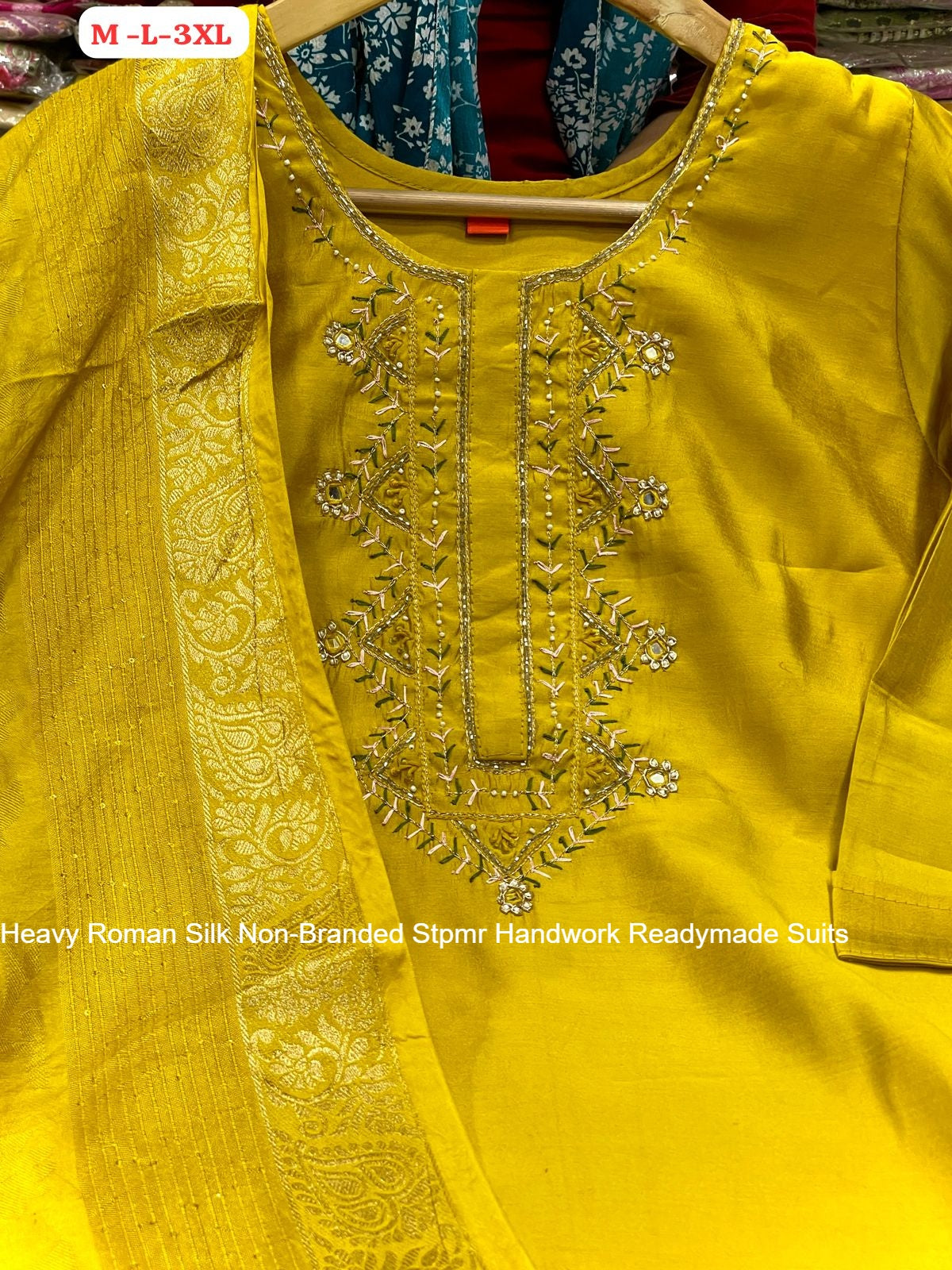 Heavy Roman Silk Non-Branded Stpmr Handwork Readymade Suits