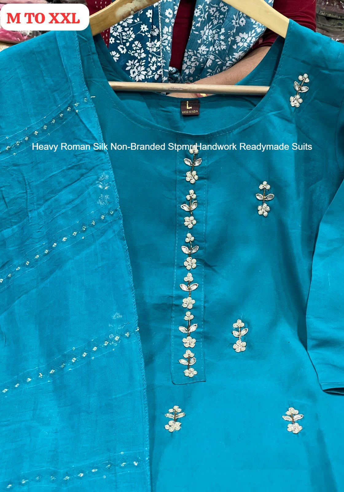 Heavy Roman Silk Non-Branded Stpmr Handwork Readymade Suits