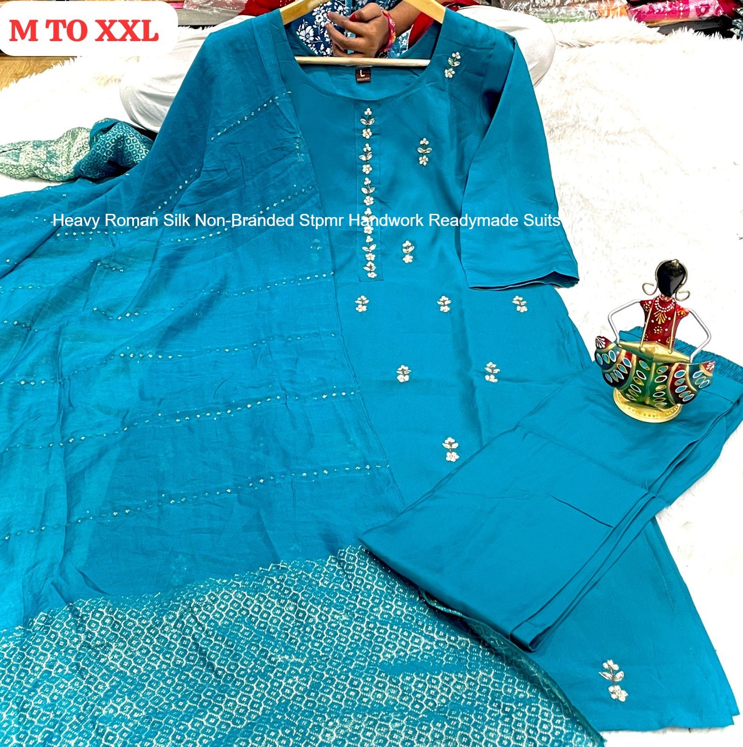 Heavy Roman Silk Non-Branded Stpmr Handwork Readymade Suits