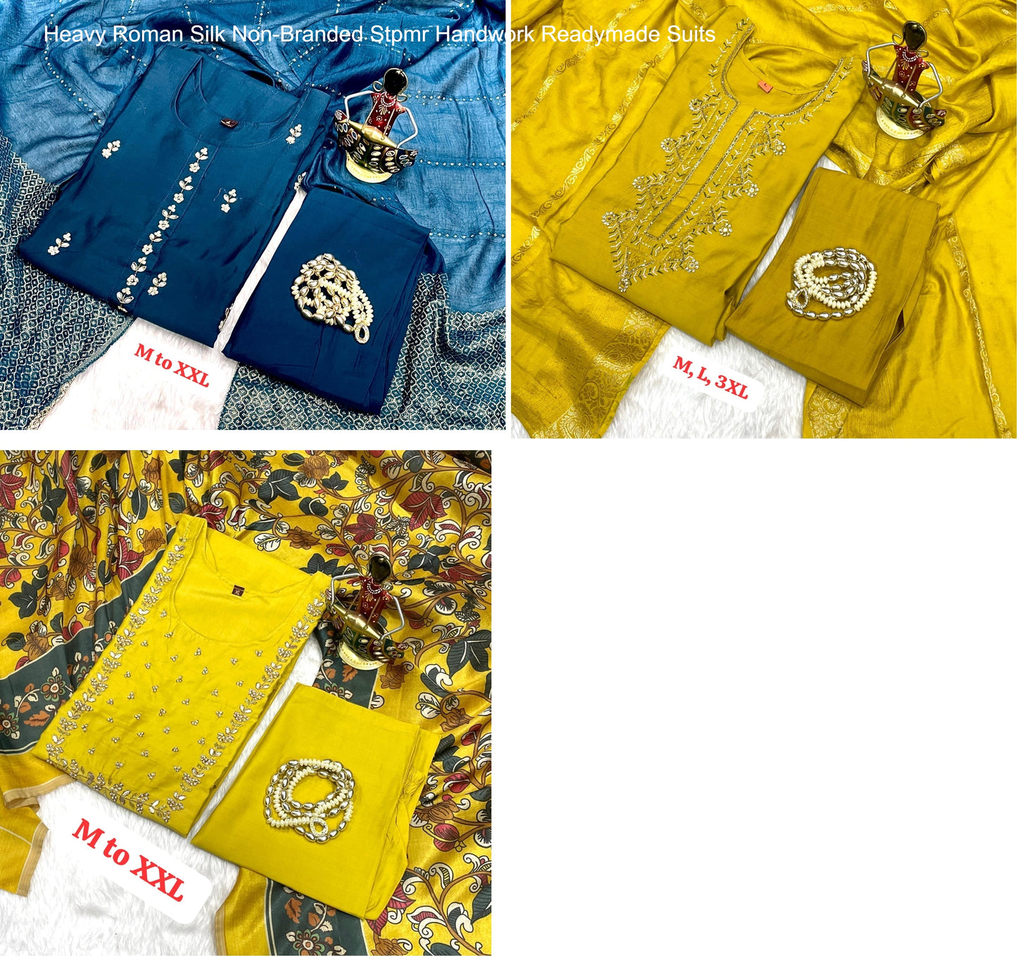 Heavy Roman Silk Non-Branded Stpmr Handwork Readymade Suits