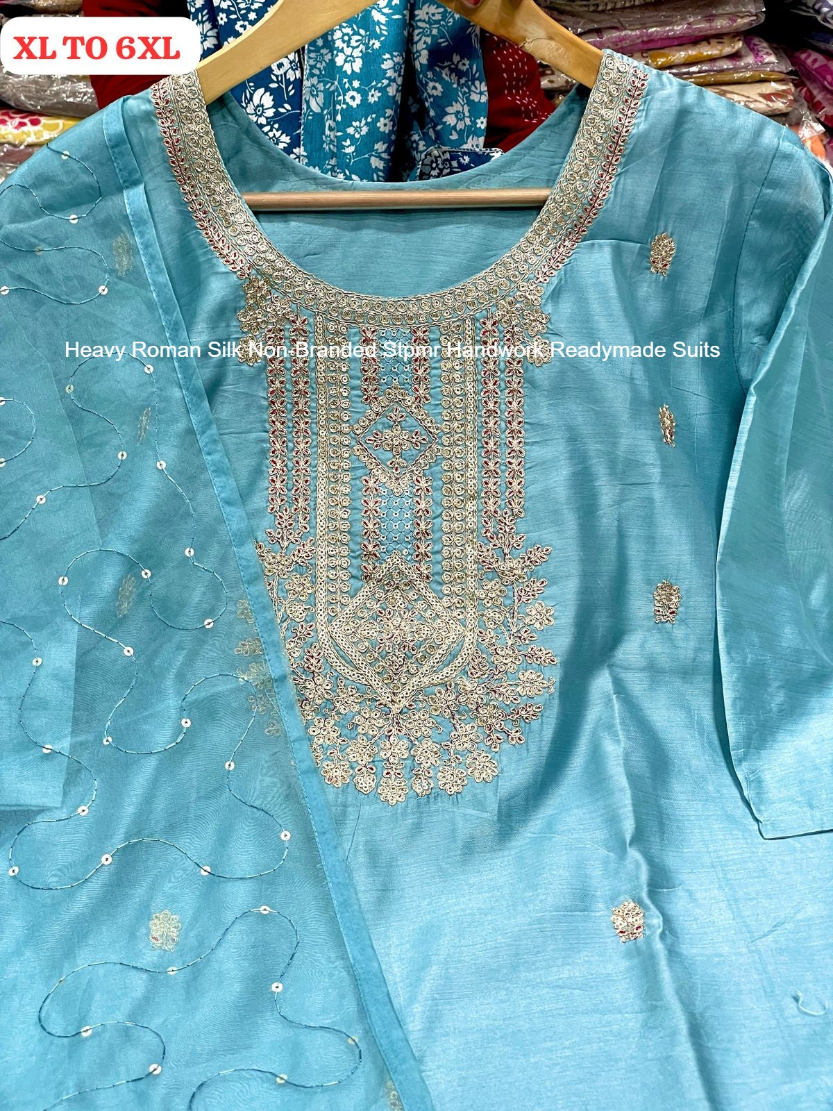 Heavy Roman Silk Non-Branded Stpmr Handwork Readymade Suits