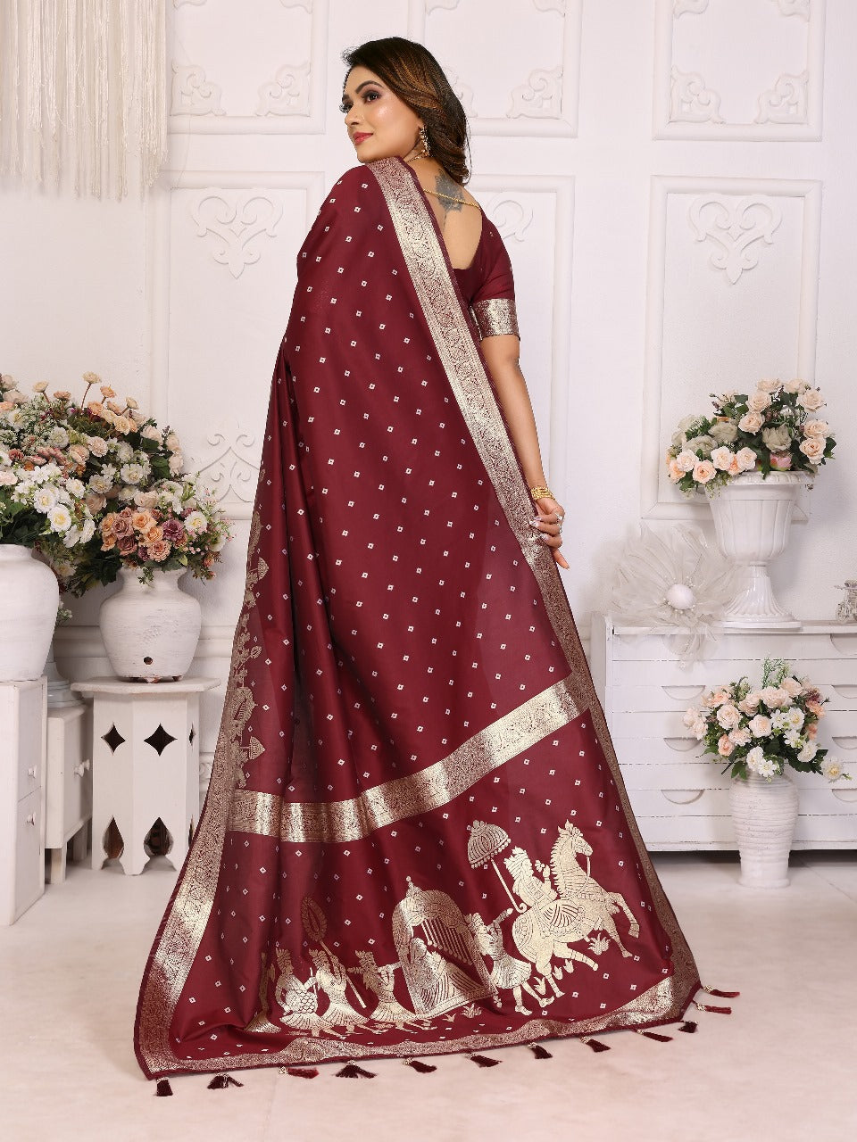 Heena Maroon Green Purple Pink Blue Non-Branded Stmai Silk Sarees