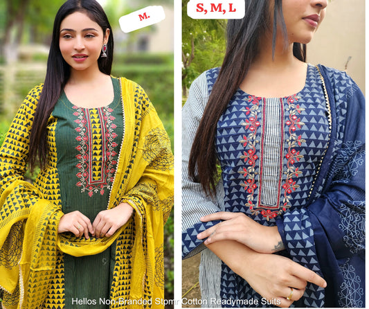 Hellos Non-Branded Stpmr Cotton Readymade Suits